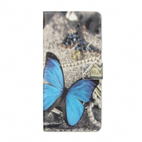 Lederhüllen Für Xiaomi Redmi Note 9 Pro 5G Blauer Schmetterling