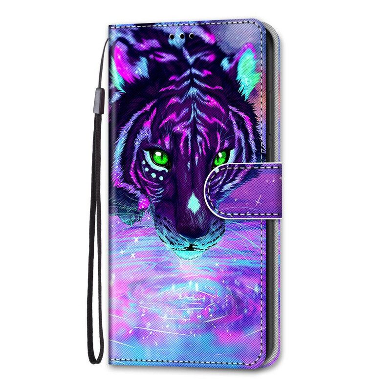 Lederhüllen Für Xiaomi Redmi Note 9 Pro 5G Katze Mit Schlüsselband