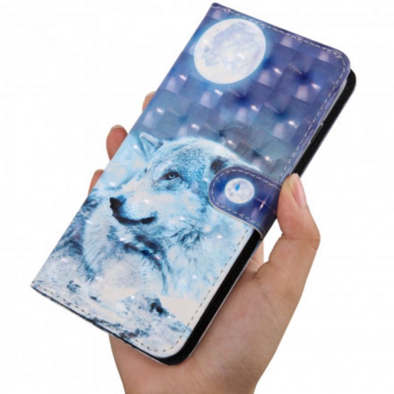 Lederhüllen Für Xiaomi Redmi Note 9 Pro 5G Wolf Im Mondlicht