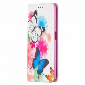 Schutzhülle Für Xiaomi Redmi Note 9 Pro 5G Flip Case Bunte Schmetterlinge