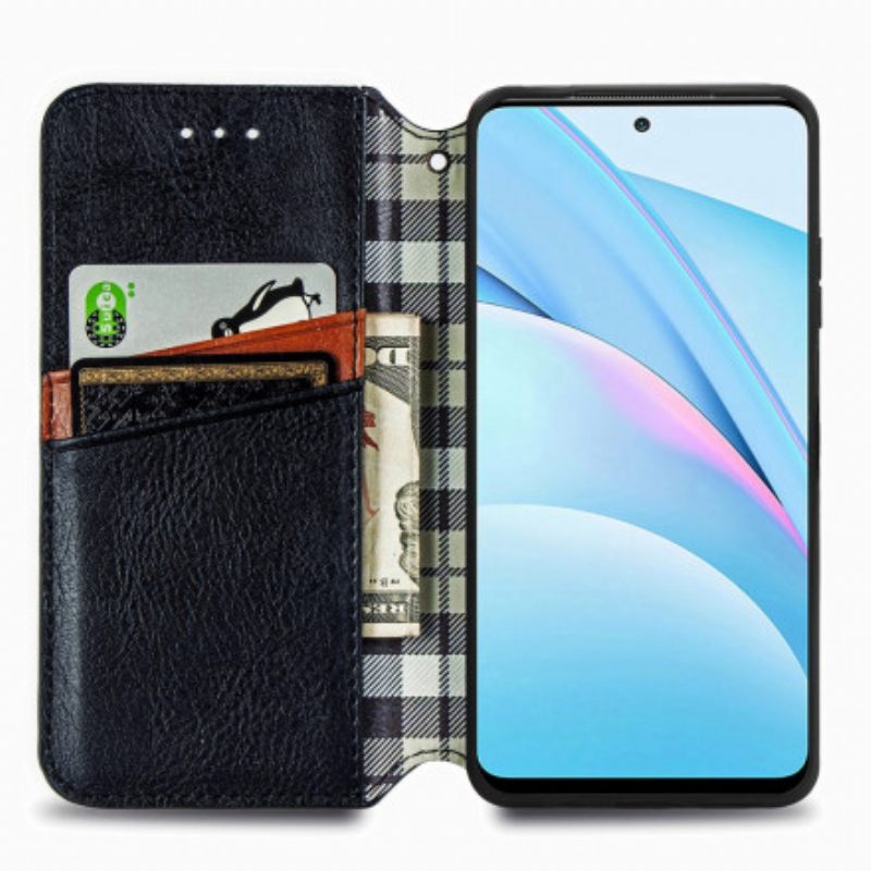 Schutzhülle Für Xiaomi Redmi Note 9 Pro 5G Flip Case Rautenstruktur In Lederoptik