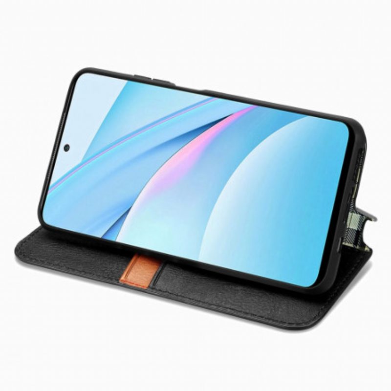 Schutzhülle Für Xiaomi Redmi Note 9 Pro 5G Flip Case Rautenstruktur In Lederoptik