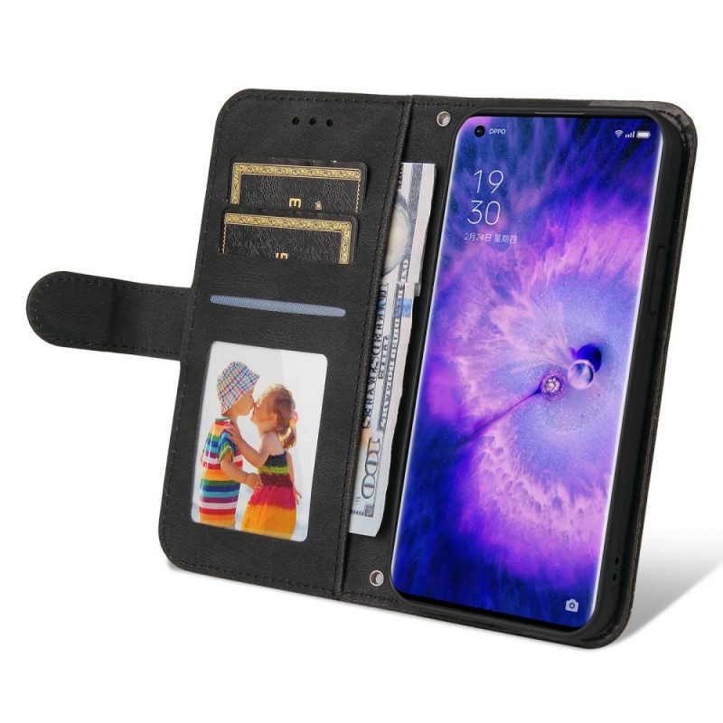 Flip Case Für Oppo Find X5 Lederstil Mit Dekorativer Niete