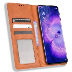 Schutzhülle Für Oppo Find X5 Flip Case Stilisierter Vintage-ledereffekt