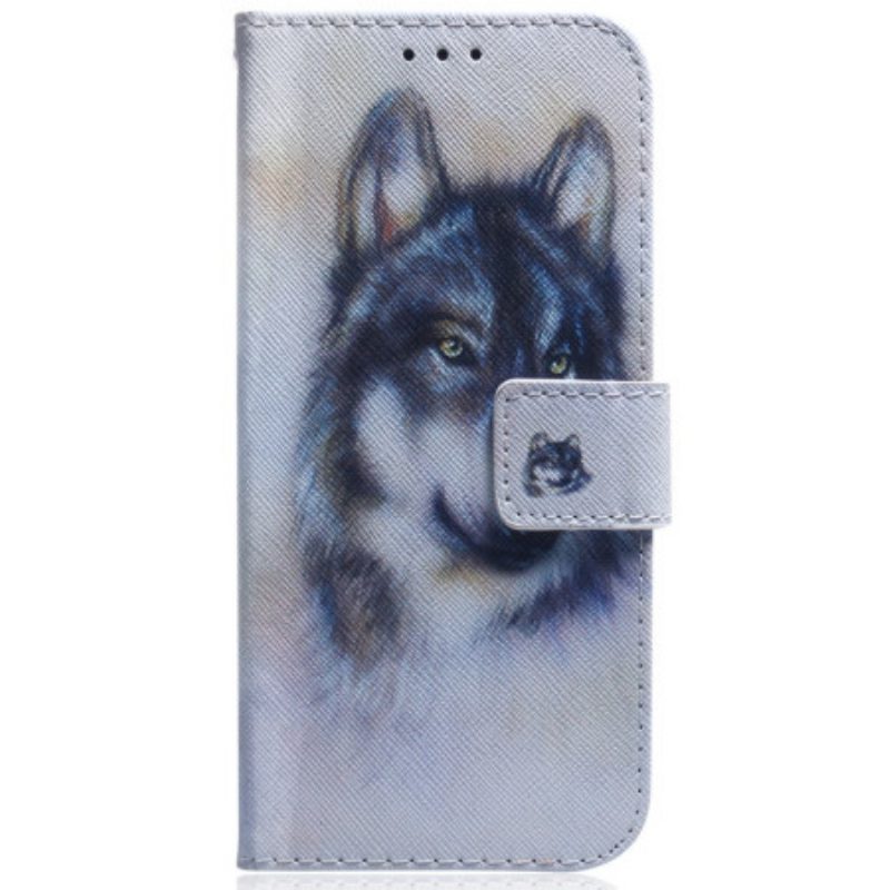 Lederhüllen Realme 12 Plus 5g Wolf-aquarell