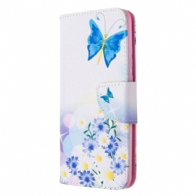 Flip Case Für Huawei P Smart 2020 Bemalte Schmetterlinge Und Blumen