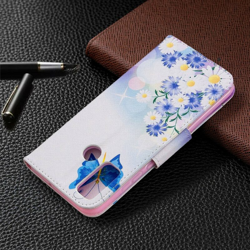 Flip Case Für Huawei P Smart 2020 Bemalte Schmetterlinge Und Blumen