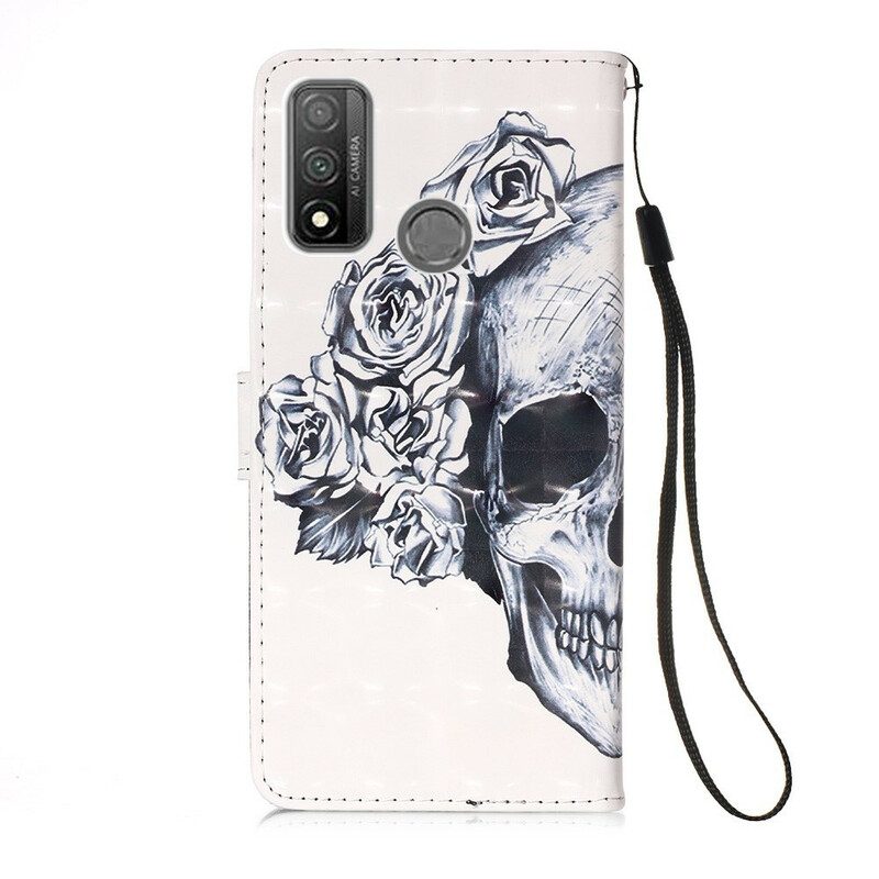 Flip Case Für Huawei P Smart 2020 Blumiger Totenkopf