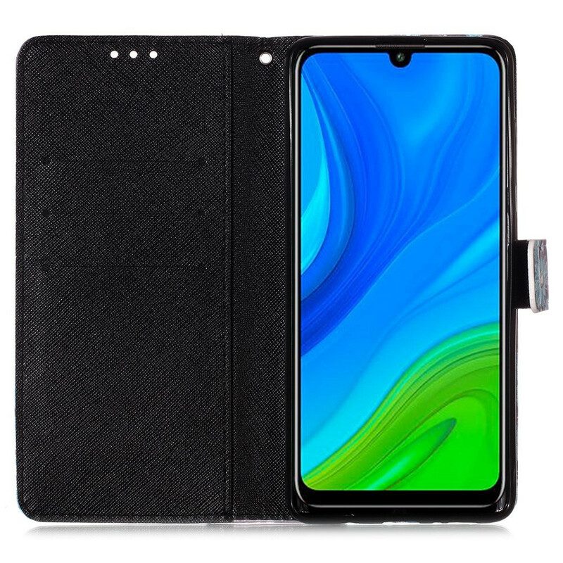 Flip Case Für Huawei P Smart 2020 Blumiger Totenkopf