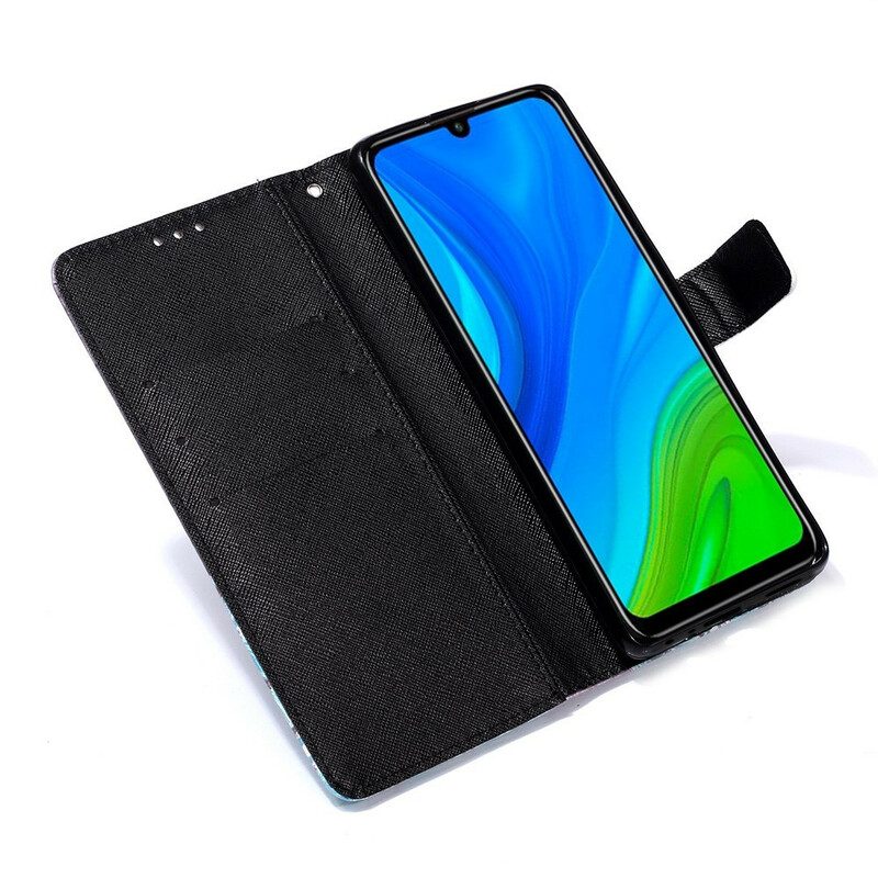 Flip Case Für Huawei P Smart 2020 Blumiger Totenkopf