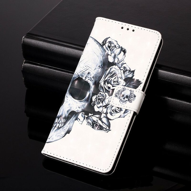 Flip Case Für Huawei P Smart 2020 Blumiger Totenkopf