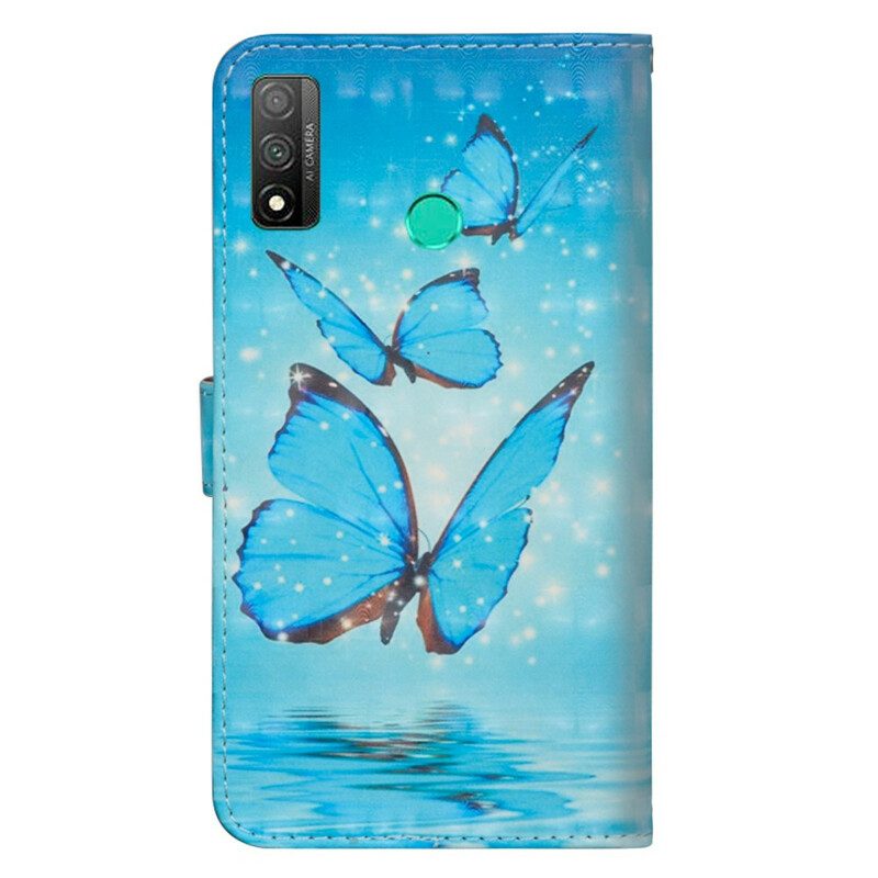 Flip Case Für Huawei P Smart 2020 Fliegende Blaue Schmetterlinge