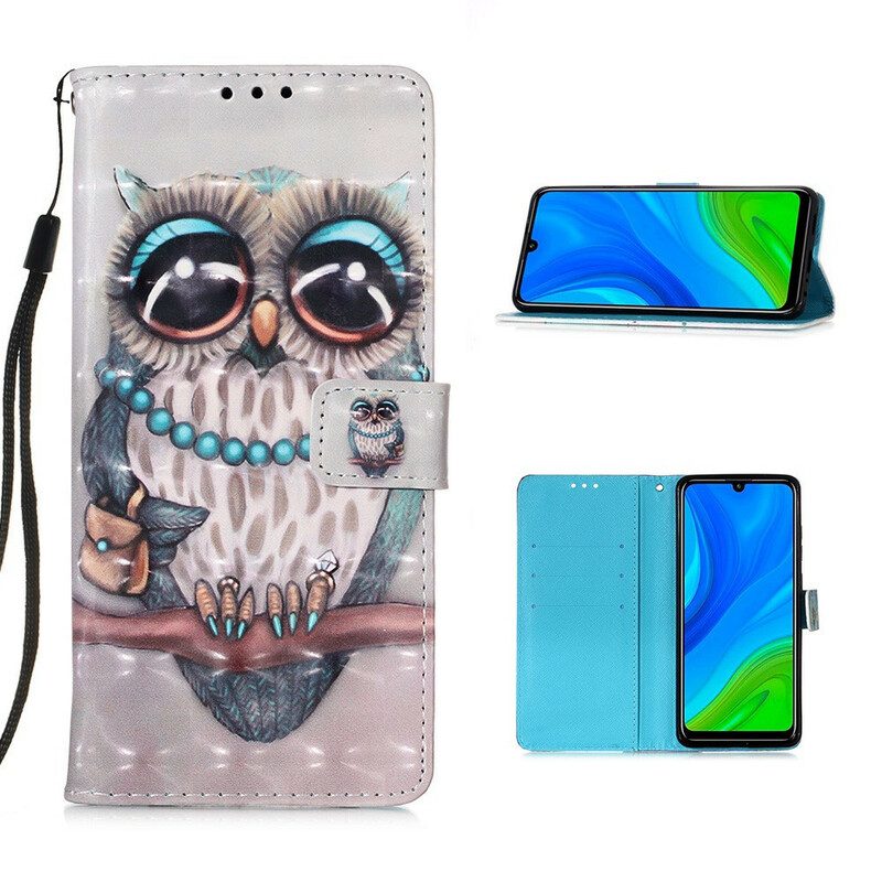 Flip Case Für Huawei P Smart 2020 Mit Kordel Miss Owl Mit Riemen