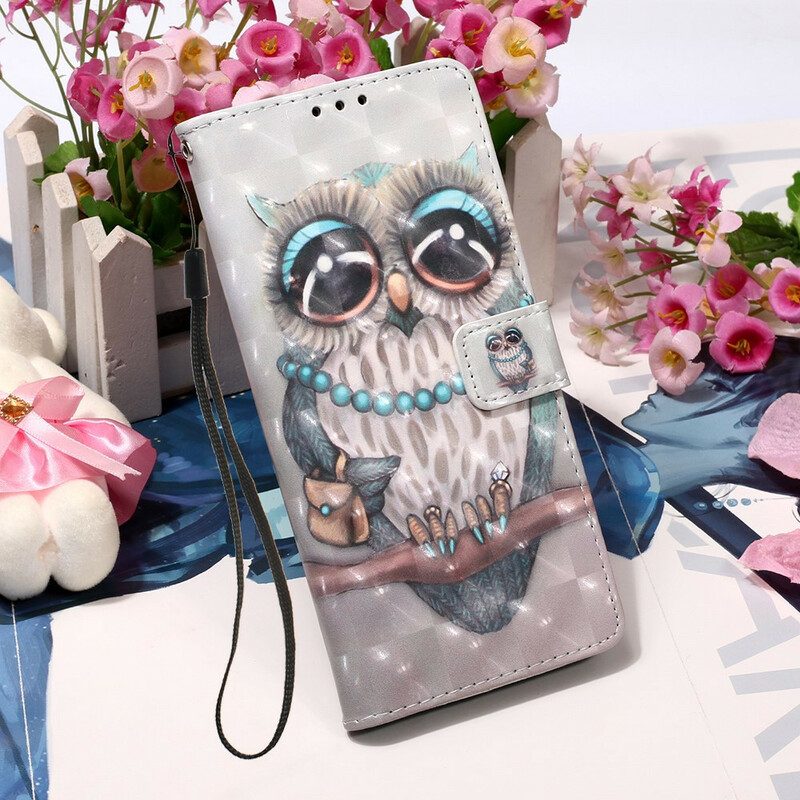 Flip Case Für Huawei P Smart 2020 Mit Kordel Miss Owl Mit Riemen