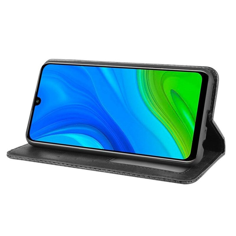 Schutzhülle Für Huawei P Smart 2020 Flip Case Stilisierter Vintage-ledereffekt