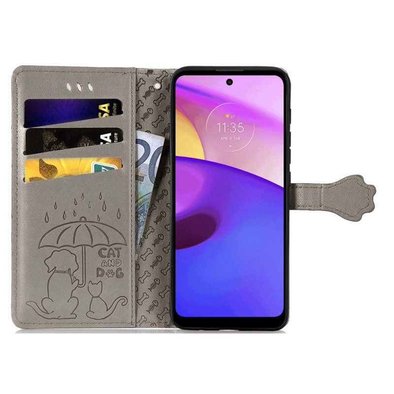 Flip Case Für Moto E40 / E30 / E20 Animierte Tiere