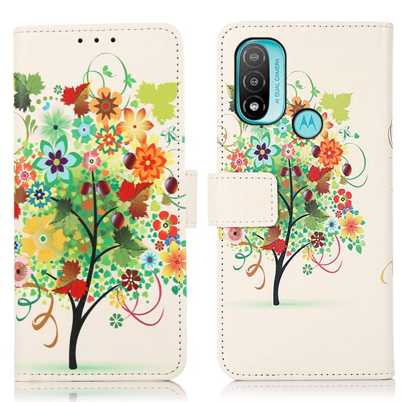 Flip Case Für Moto E40 / E30 / E20 Blühender Baum