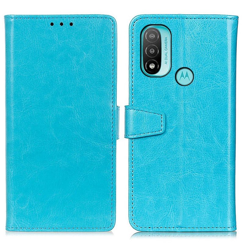 Flip Case Für Moto E40 / E30 / E20 Einfacher Glänzender Ledereffekt