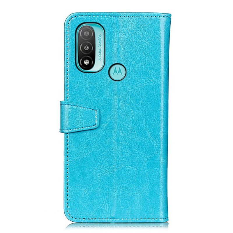 Flip Case Für Moto E40 / E30 / E20 Einfacher Glänzender Ledereffekt