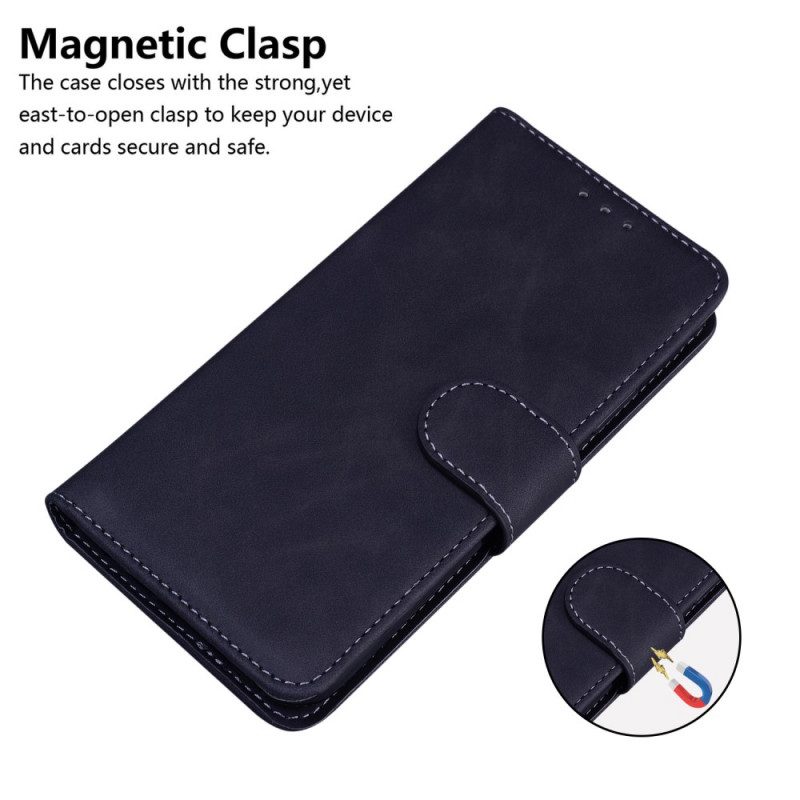 Flip Case Für Moto E40 / E30 / E20 Monochromer Ledereffekt