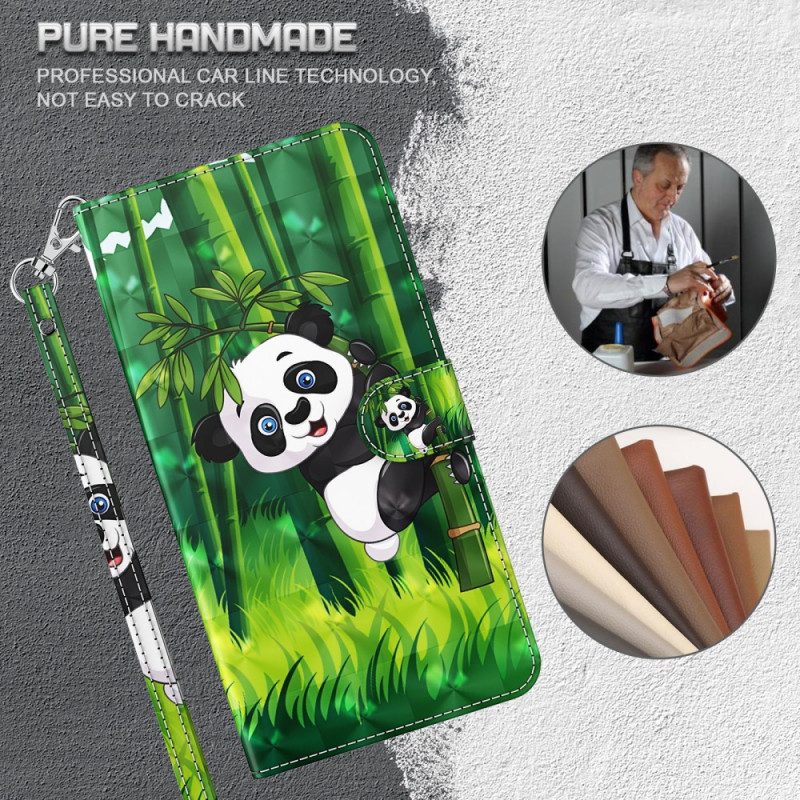 Flip Case Für Moto E40 / E30 / E20 Panda Und Bambus