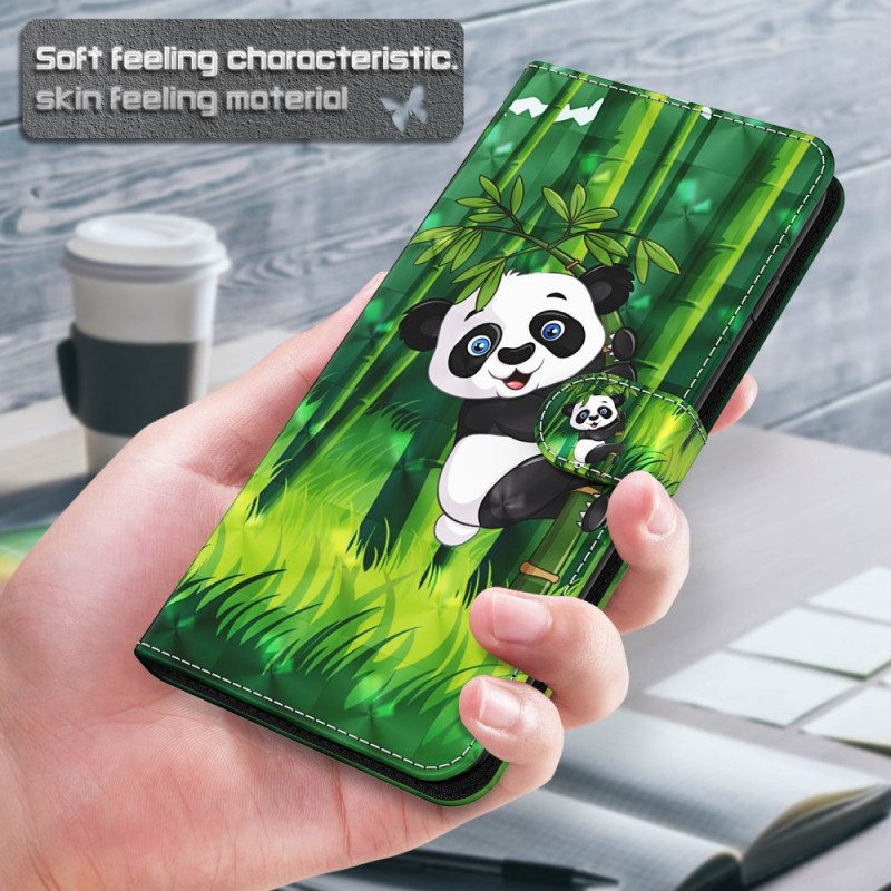 Flip Case Für Moto E40 / E30 / E20 Panda Und Bambus