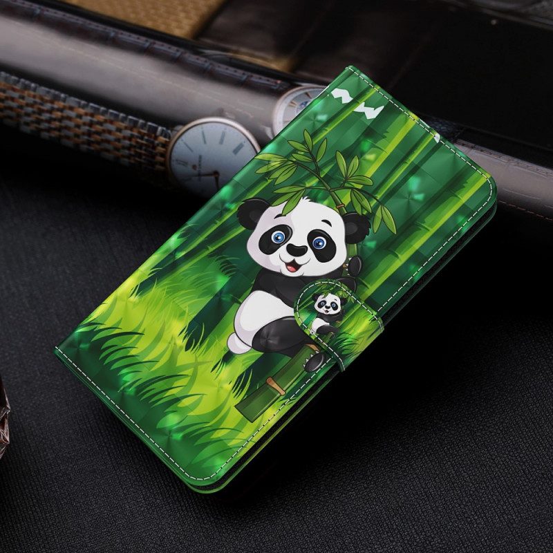 Flip Case Für Moto E40 / E30 / E20 Panda Und Bambus