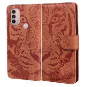 Flip Case Für Moto E40 / E30 / E20 Tiger-gesichtsdruck