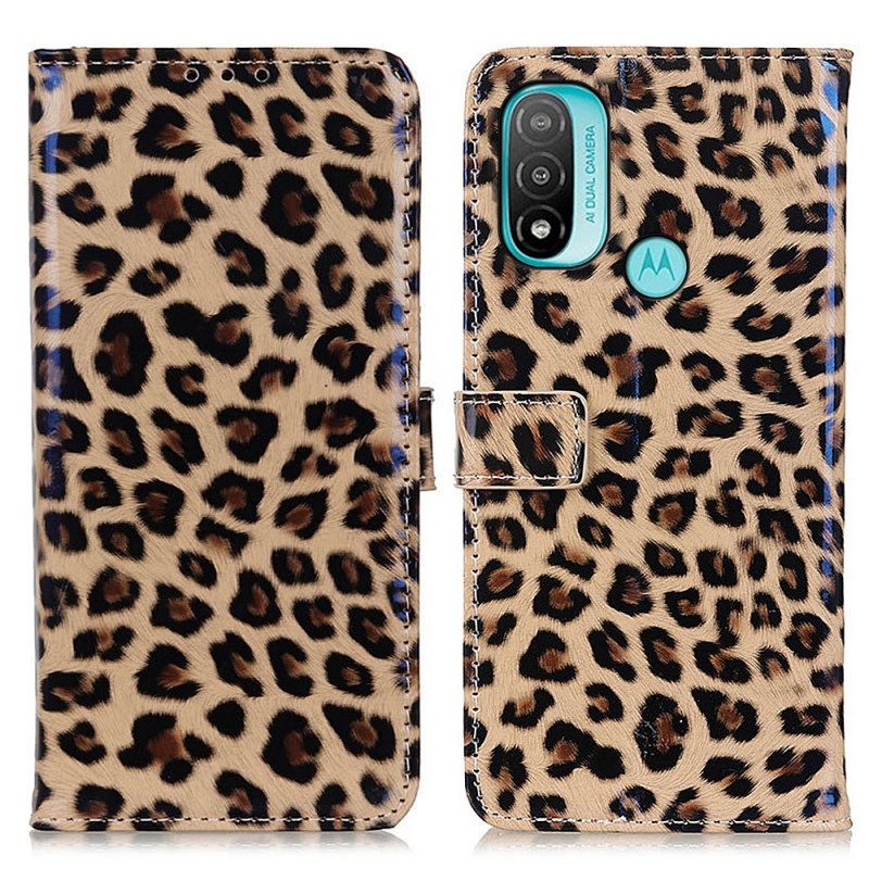 Lederhüllen Für Moto E40 / E30 / E20 Einfacher Leopard