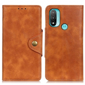 Lederhüllen Für Moto E40 / E30 / E20 Vintage Kunstleder Und Knopf