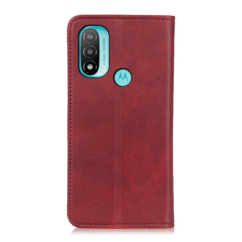 Schutzhülle Für Moto E40 / E30 / E20 Flip Case Elegantes Spaltleder