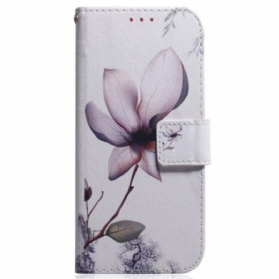 Lederhüllen Xiaomi 14t Handyhülle Rosa Blume