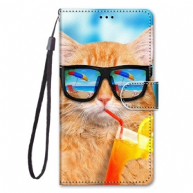 Flip Case Für Xiaomi Redmi 10A Baumkatze Entspannen