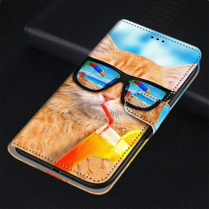 Flip Case Für Xiaomi Redmi 10A Baumkatze Entspannen