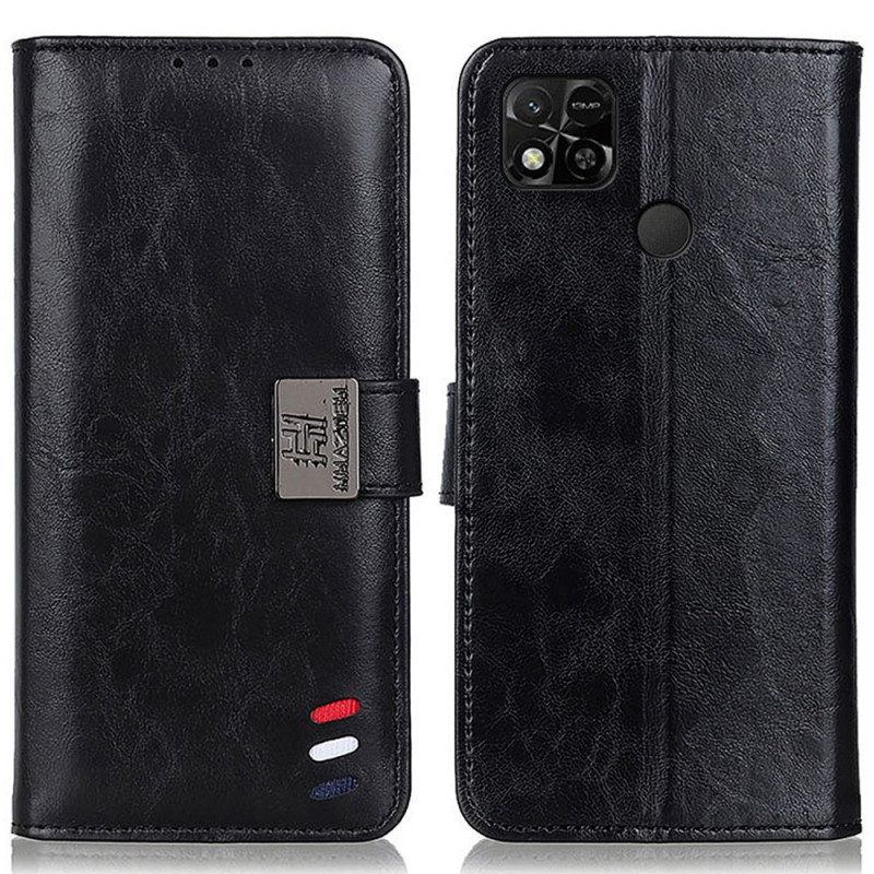 Flip Case Für Xiaomi Redmi 10A Dreifarbiger Ledereffekt