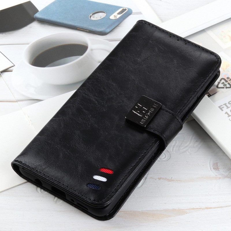 Flip Case Für Xiaomi Redmi 10A Dreifarbiger Ledereffekt