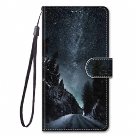 Flip Case Für Xiaomi Redmi 10A Mit Kordel Bewölkter Himmel Bei Lanyard