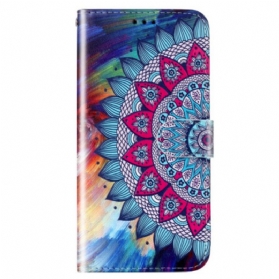 Flip Case Für Xiaomi Redmi 10A Mit Kordel Buntes Riemchen-mandala