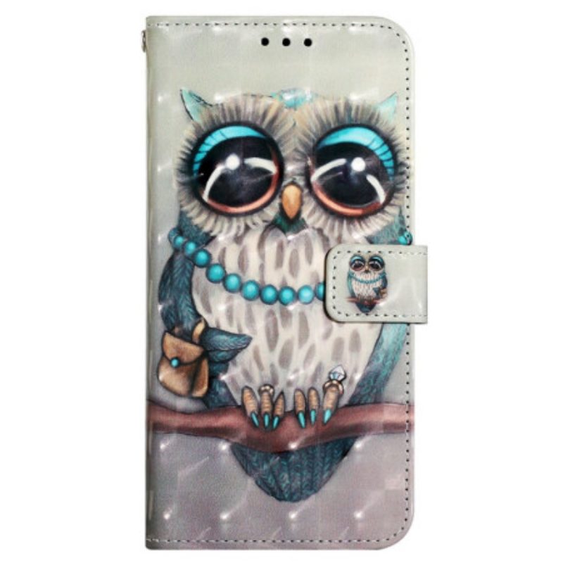 Flip Case Für Xiaomi Redmi 10A Mit Kordel Miss Owl Mit Riemen