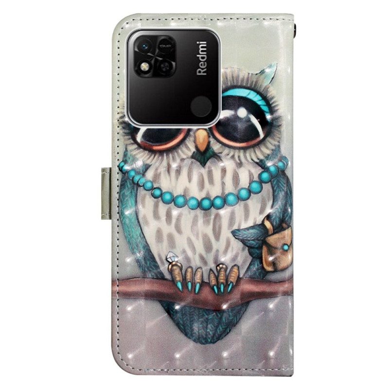 Flip Case Für Xiaomi Redmi 10A Mit Kordel Miss Owl Mit Riemen