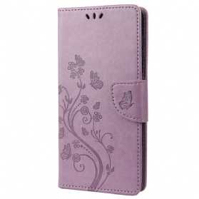 Flip Case Für Xiaomi Redmi 10A Mit Kordel Schmetterlings- Und Blumenarmband