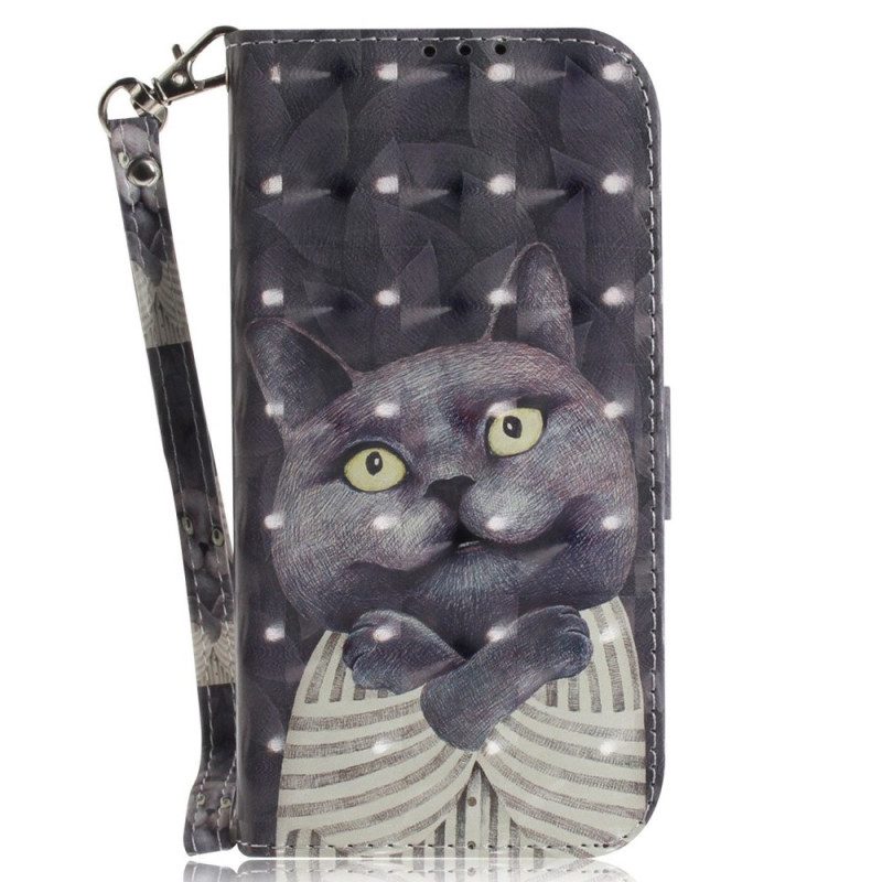 Flip Case Für Xiaomi Redmi 10A Mit Kordel Tanga Mit Grafischer Katze