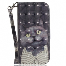 Flip Case Für Xiaomi Redmi 10A Mit Kordel Tanga Mit Grafischer Katze