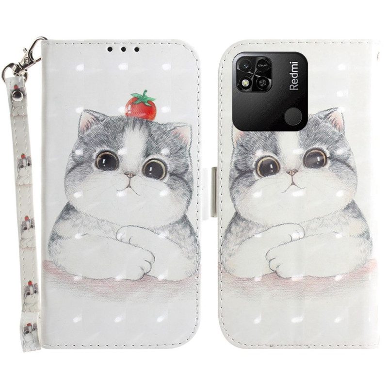 Flip Case Für Xiaomi Redmi 10A Mit Kordel Tanga Mit Grafischer Katze