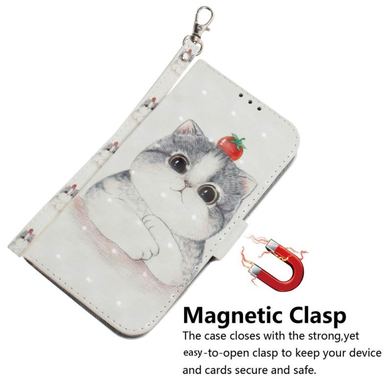 Flip Case Für Xiaomi Redmi 10A Mit Kordel Tanga Mit Grafischer Katze