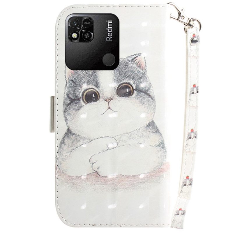 Flip Case Für Xiaomi Redmi 10A Mit Kordel Tanga Mit Grafischer Katze