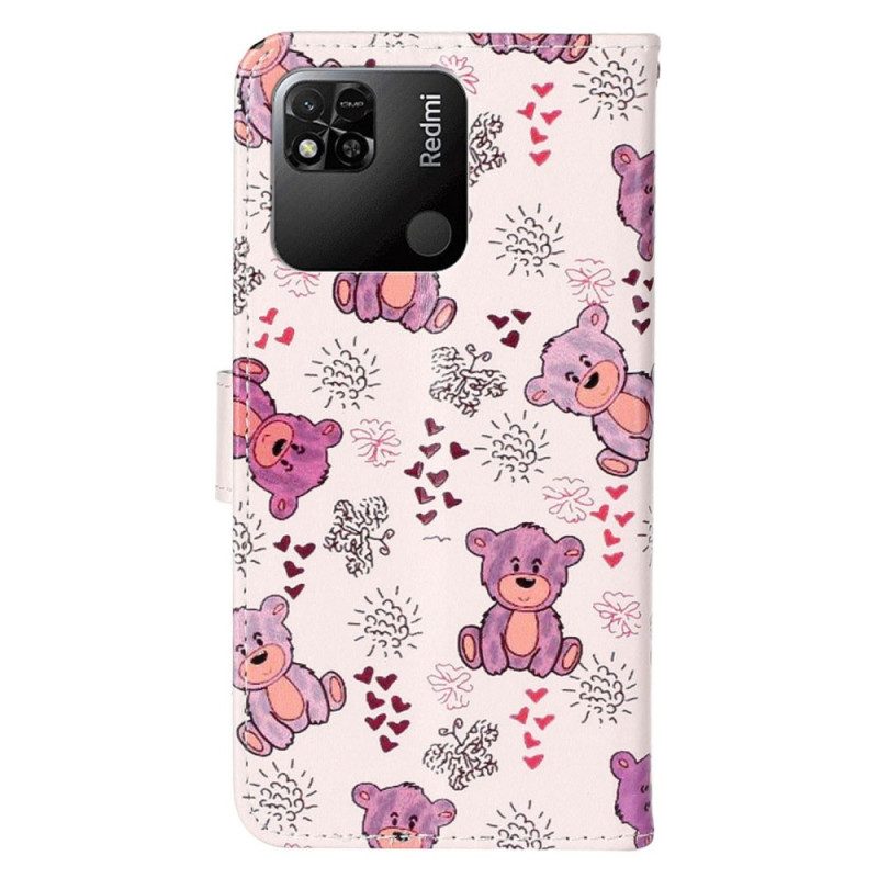 Flip Case Für Xiaomi Redmi 10A Mit Kordel Teddybären