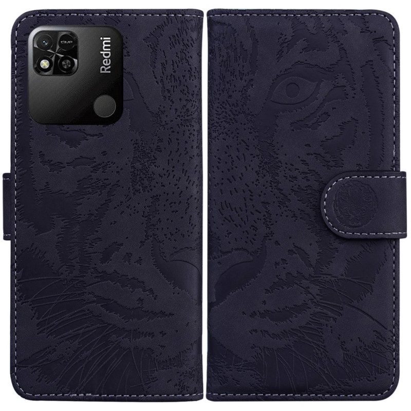 Flip Case Für Xiaomi Redmi 10A Tiger-fußabdruck