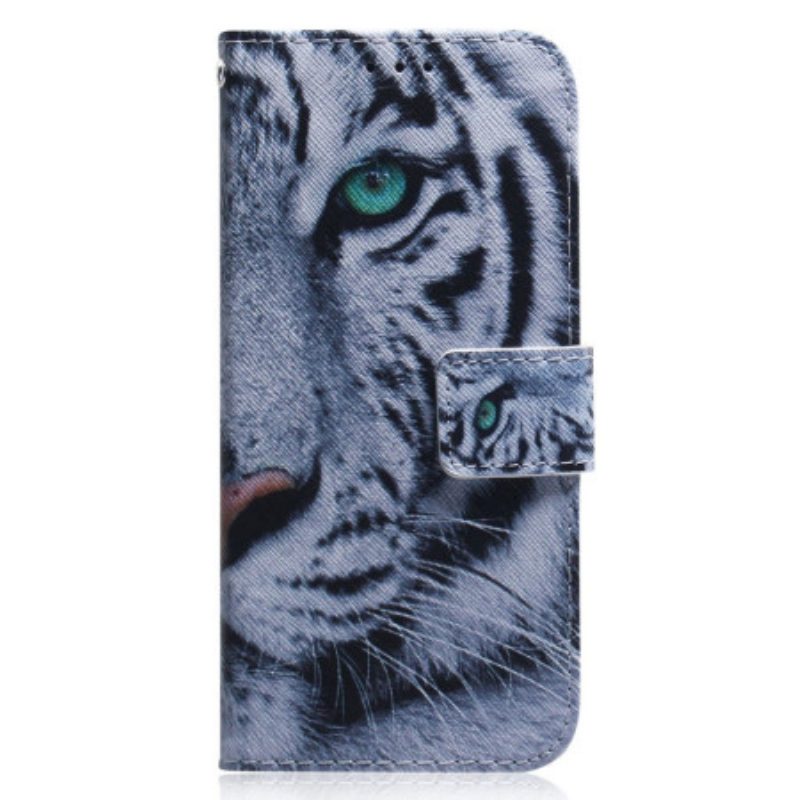 Flip Case Für Xiaomi Redmi 10A Weißer Tiger