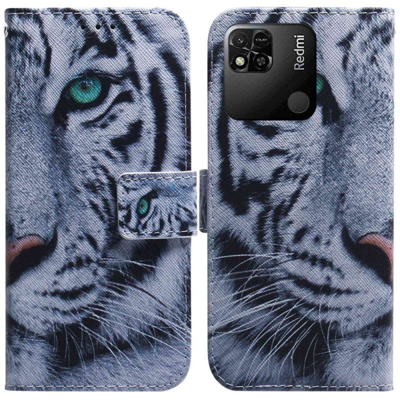 Flip Case Für Xiaomi Redmi 10A Weißer Tiger